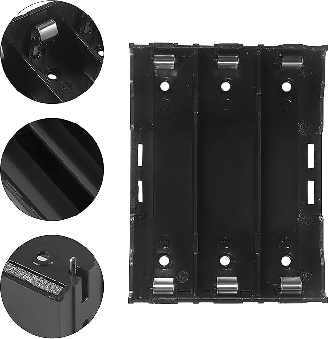 18650 Battery Case Holder 3 Slots X 3.7V 18650 Battery Storage Box, in Parallel Black Plastic Batteries Clip Box with Pin for DIY Parallel or Series Circuit PCB Projects (6pcs ABS 3 Slots)