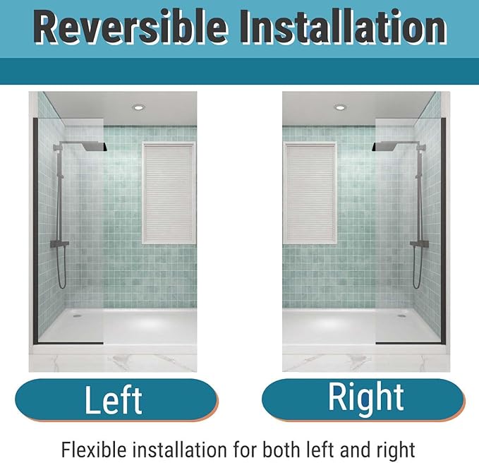 Sunrosa 24"×76" Bathtub Glass Panel,8mm Thick Shower Screen,Matte Black Semi-Frameless Bathroom Shower Door, Easy to Clean