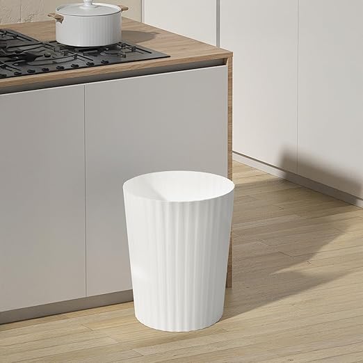 Versatile 2 Gallon Plastic Trash Can - The Compact Bin for Bathroom, Kitchen, or Home Office - White