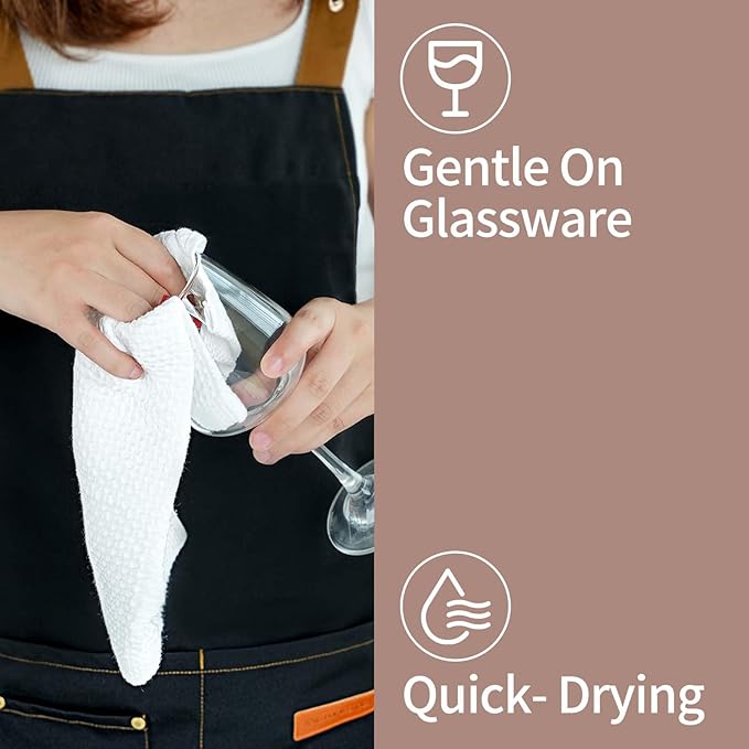 100% Cotton Kitchen Dish Towels, 12x12 Inch, 8-Pack, Super Absorbent & Reusable, Quick-Dry & Lint-Free, Ideal for Kitchen, Glass, Car, and Household Cleaning