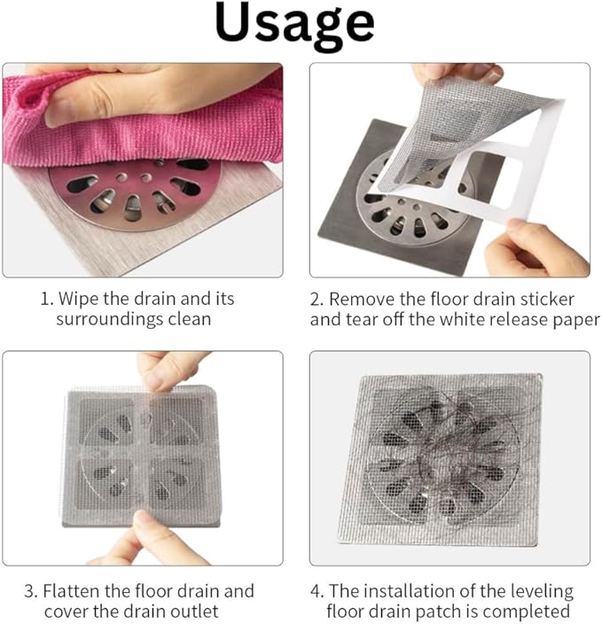 50 Pack Disposable Shower Drain Hair Catcher with Scrapper - Mesh Stickers for Bath, Bathtub, Bathroom, Kitchen Sink, Laundry - Hair Catcher Shower Drain for Human & Pet Hair