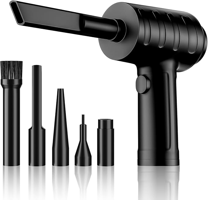 Compressed Air Duster - 51,000 RPM, 3 Adjustable Gears, 5 Nozzle Attachments, Type-C USB Rechargeable Air Blower for Electronics, Keyboards, and Dust Cleaning