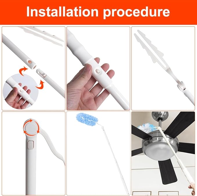 Replacement Handles Compatible with Swifr Duster Refill, Swiffer Duster Extended Handle,Foldable & Extendable Dust Handle Only(White 4pcs)