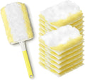 JOYMOOP Disposable Duster for Cleaning, with 1 Yellow Handles & 12 Ct Yellow Heavy Duty Refills for Swiffer Feather Duster, Household Cleaning Tool for Electronics, Dusting Furniture, Blinds