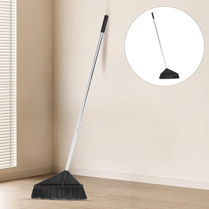 Veemoon Heavy Duty Stiff Bristle Outdoor Broom with Long Handle, Wide Push Broom for Yard, Garden, Warehouse Cleaning, Sturdy Household Sweeping Tool for Home and Office Use