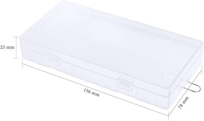 2 Pack 8 Cell 18650 Plastic Battery Storage Case with Hook Holder Waterproof Transparent Clear Hard Plastic Battery Box Organizer for 8 x 18650 Size Batteries