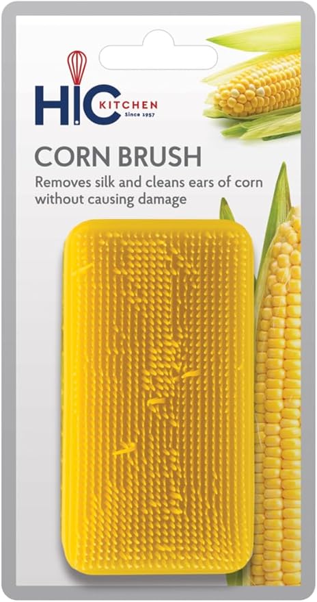 HIC Kitchen Corn Desilking Brush and Vegetable Scrubber, Dual-Textured Bristles, Set of 2