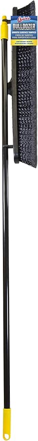 Quickie Cleaning Bulldozer 24-Inch Push Broom, 60-Inch Steel Handle, Smooth Surface Bristles, with Scraper for Stuck on Mess, Indoor/Outdoor Floors in Home/Garage/Basement/Driveway Use
