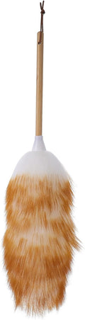 HOMSFOU Wool Duster with Wooden Handle, Household Cleaning Brush for Dust Removal, White Lambswool Duster for Home Use and Multi-Surface Dusting Random Color