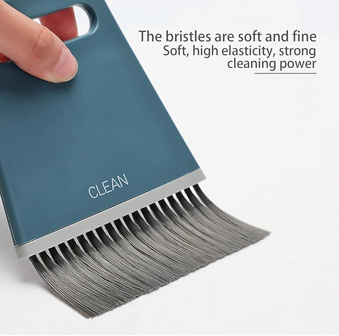 Handheld Broom and Dustpan Set Small Dust Pan and Brush Set, Small Broom and Dustpan Set, Portable 3 in 1 Mini Squeegee Dustpan and Cleaning Brush Set for Office Cleaning, Desk