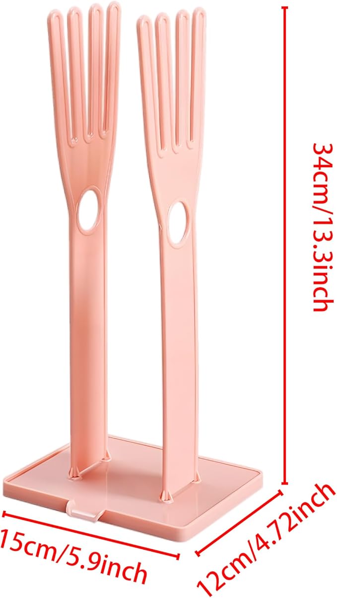Kitchen Glove Holder Stand Dryer Rack Reusable Plastic Mitten Drying Organizer for Dishwashing Rubber Gloves Towel Storage Sink Holder Multi-Functional Cleaning Tool, Pink