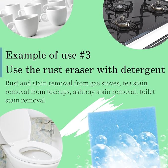 Rust Eraser for Knives Kitchen Stoves Wood Finish and Bicycles Multi Purpouse Cleaning Rubber Eraser Remover Dirt Stains, Set of 2 (Fine, Coarse) Made in Japan