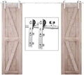 TSMST 16FT Sliding Barn Door Hardware Kit, Top Mount Stainless Steel Heavy Duty Sturdy Barn Door Track for Double Wood Door, Slide Smoothly Quietly (L Style)