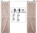 TSMST 11FT Sliding Barn Door Hardware Kit, Stainless Steel Heavy Duty Sturdy Barn Door Track for Double Wood Door, Slide Smoothly Quietly (L Style)