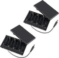 2Pcs 8 Slots AA Battery Holder Case Box 8 x 12V Battery Storage Box Battery Container Case with DC 5.5x2.1mm Male Connector and Cover ON/Off Switch