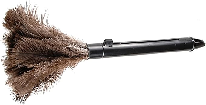 Pwshymi Scalable Dusters, Brown Washable Portable Compact Chicken Feathers Mini Duster with ABS Handle Ability to Collect Dust, Reusable up to 200 Times