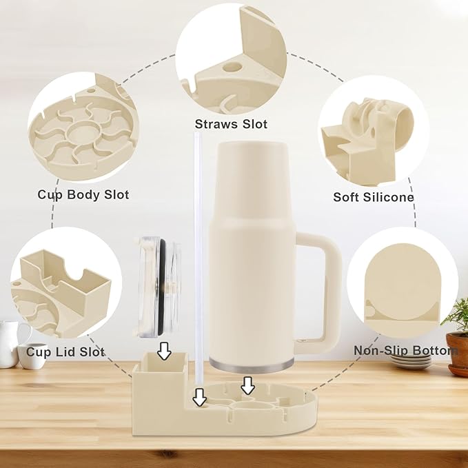Water Bottle Drying Rack, Silicone Tumbler Drying Rack, Baby Bottle Dryer Holder, Cup Dryer for Stanley 20/30/40 oz, Mugs, Glasses