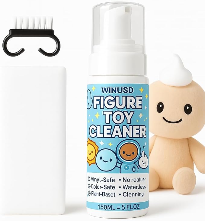 Figure & Plush Toy Cleaner - 5oz Foam Spray for Stuffed Animals & Soft Dolls with Brush & Cloth | No Rinse, Zero Residue, Color-Safe| Safe for Delicate Fabrics & Pets, Christmas Gifts for Plush Lovers
