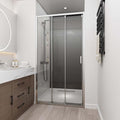 42" W x 78" H 3-Panels Sliding Shower Door, Shower Door Clear 6mm Tempered Glass with Chrome Frame, 3-Panels Sliding Shower Easy to Clean,Three-Panel Synchronized Shower Sliding Door