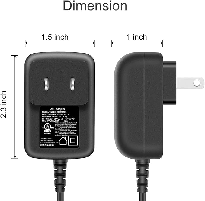 Power Cord for Turbo Scrub 360 Scrubber Brush Spin RH030 TSDX-MO6 TS-MC63 TSDX-M06 SW059075A AC Adapter Charger Power Supply with UL Listed