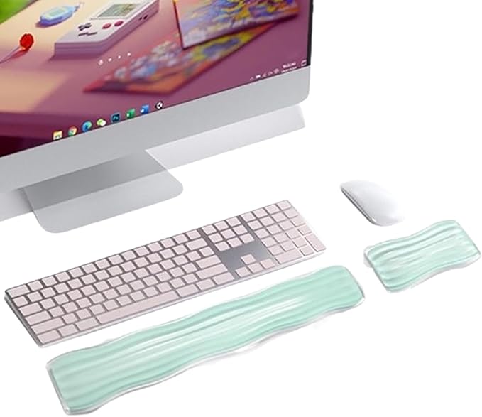 Wrist Rest for Keyboard and Mouse, Ergonomic Gel Keyboard Wrist Rest for Effortless Typing & Pain Relief, Cool Silicone Gel Wrist Support Pad for Gaming, Computers, Laptops, Office Green