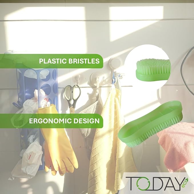 Today - Stiff Hand Brush for Carpet and Textile Surfaces – Durable Plastic Bristles Scrubbing Brush – Made in Italy – Ideal for Rugs and Carpet Fibres