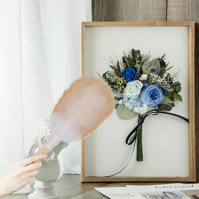 Feather Duster, Lambswool Duster for Cleaning Set of 2, Wooden Handle with Hanging Rope, Washable Reusable Small Hand Duster for Cleaning Wall Plant Desk, Blind Cleaner Duster Tool