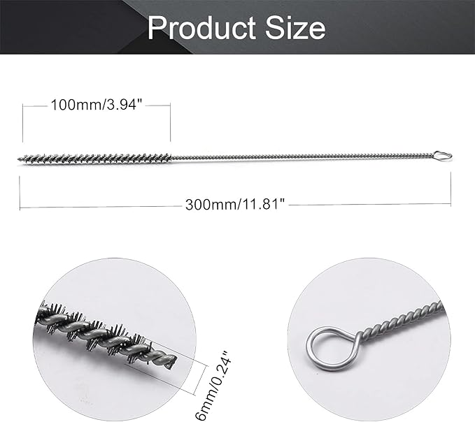 Utoolmart Steel Wire Cleaning Brush, Spiral Power Tube Brush, Steel Wire Tube Brush Cleaning Tool, Tube Bottle Brush, 0.2-inch Diameter 12-inch Length, 5pcs