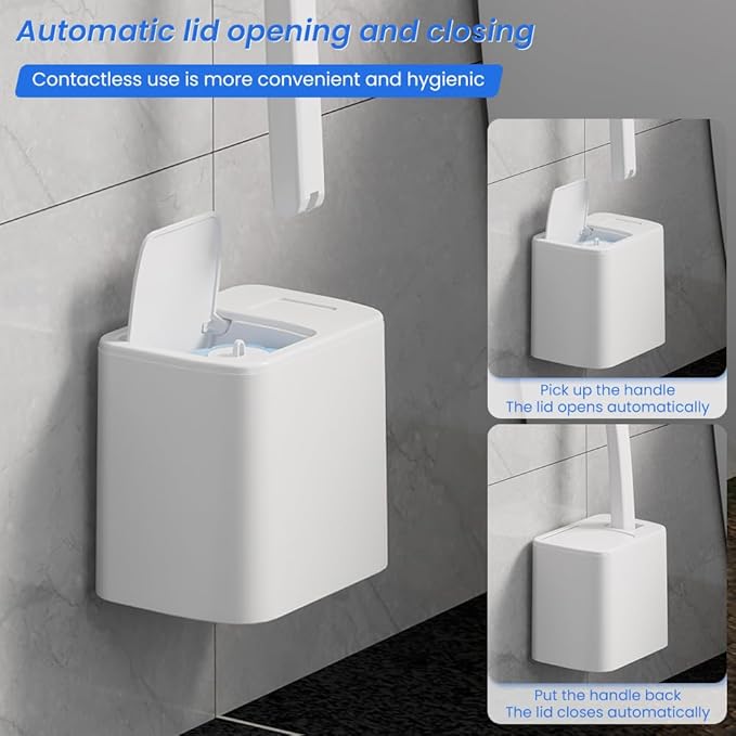 Disposable Toilet Brush: Toilet Bowl Brush and Holder Set with 24 Wand Refills, Upgraded Handle Auto Open Cleaners, Toilet Cleaning System with Storage Caddy for Sink, Bathtub, Floor, Drain
