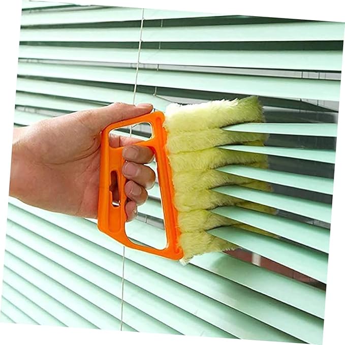 2pcs Window Cleaner Brush and Blinds Cleaning Brush Set for Shutter and Air Conditioner Vent Cleaning Orange and Green Handles for Household Use