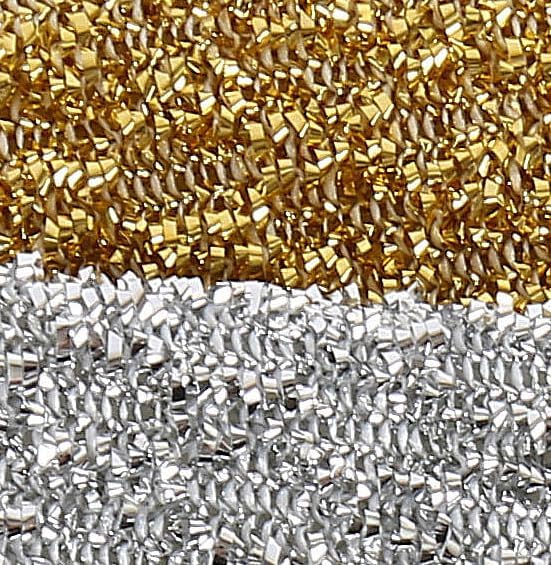 Gold and Silver Kitchen Sponge Scrubber, Heavy Duty Metallic Sink, Pot, Dish Washing Scrubber Non-Scratch, Non-Metal, Kosher Sponge, Pack of 4 (Superio)