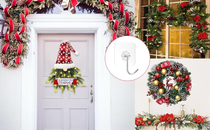 ZESLMG Adhesive Wall Hooks No Damage for Hanging, 36 Pack Large Self Sticky Hooks Heavy Duty 44lb Removable, Clear Hook for Shower Towel Coat Key Picture Wreath Outdoor Bathroom Kitchen, Waterproof