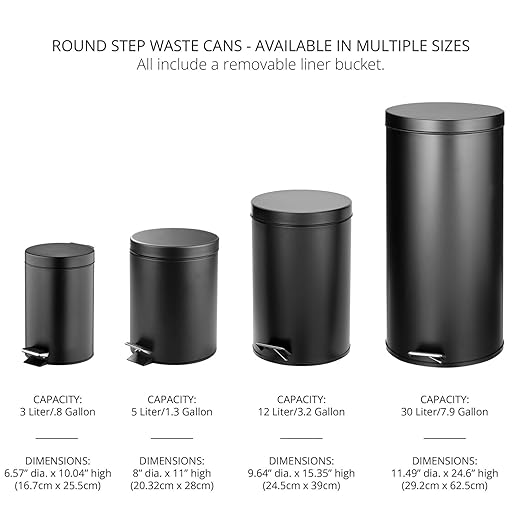 mDesign Pedal Bin - Metal Waste Bin with Pedal, Lid and Plastic Bucket Insert - Perfect for Bathroom, Kitchen, and Office - Ergonomic Design - Bronze/Rose Gold