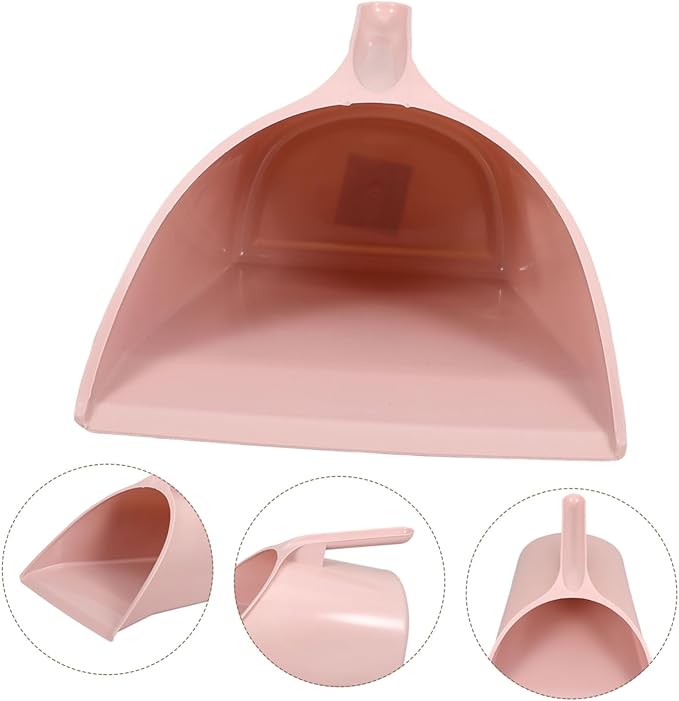 PRETYZOOM Ergonomic Handheld Dustpan Pink Long Handle Dust Pan Only for Room Office Portable Trash Shovel