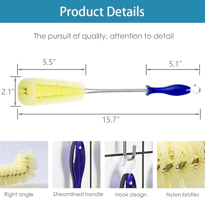 Long Bottle Brush Cleaner -16" Bottle Cleaning Brush Flexional Water Bottle Cleaner Washer Tool for Water Bottles,Cup,Tumblers or Wine Stemware