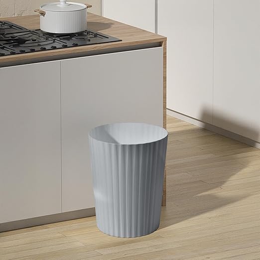 Versatile 2 Gallon Plastic Trash Can - The Compact Bin for Bathroom, Kitchen, or Home Office - Grey