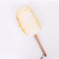 Pure Lambs Wool Duster with Wood Handle, Fluffy Lambswool Duster, Thicken Encryption, Anti-Static, Duster for Home, Office and Car, 19.3 inch(B)