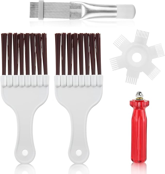 4 Pcs Air Conditioner Condenser Fin Cleaning Brush, Coil Condenser Brush AC Fin Comb, Stainless Steel Air Refrigerator Fin Cleaner Whisk Brush Evaporator Radiator Repair Tool, AC Coil Cleaner Brush