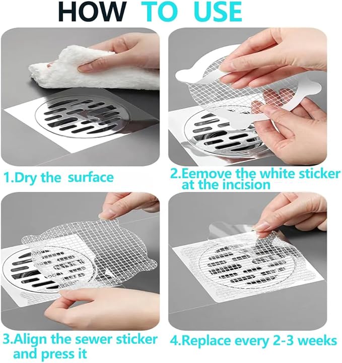 48Pack-Disposable Shower Drain Hair Catcher Mesh Stickers
