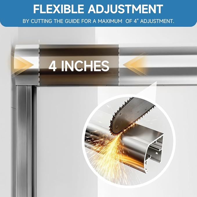 56-60" W x 57" H Semi-Frameless Bathtub Sliding Doors, 1/4"(6mm) Tempered Glass Double Sliding Shower Door for Bath Tub with Explosion-Proof Film and Easy to Clean, Chrome