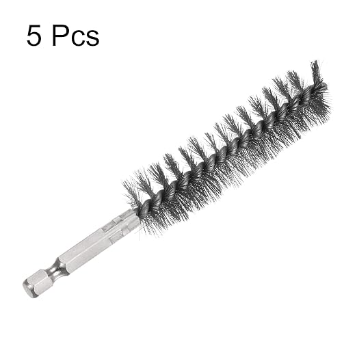 HARFINGTON 5Pcs Bore Brush Stainless Steel 20mm Dia Cleaning Twisted Wire Brush Tube Pipe Cleaner with Handle 1/4 Inch Hex Shank for Tubes, Ports, Bearings