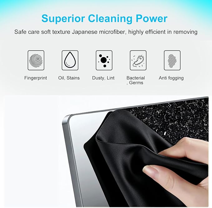 3 Pack Microfiber Liner Cleaning Cloth 15" 16" MacBook Air/MacBook Pro Screen Keyboard Imprint Protection, Keyboard Protector Compatible with MacBook Air 15.3" /MacBook Pro 15"/MacBook Pro 16"-Black