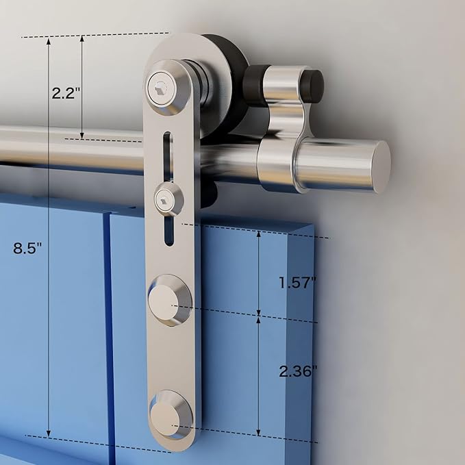 TSMST 10.5FT Sliding Barn Door Hardware Kit, Stainless Steel Heavy Duty Sturdy Barn Door Track for Double Wood Door, Slide Smoothly Quietly (I Style)