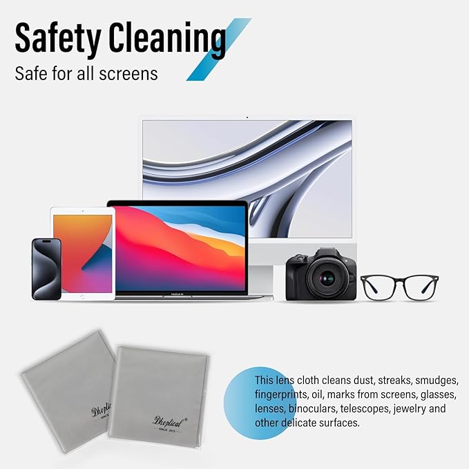 2 Park 16''x16'' Extra Large Oversized Microfiber Cleaning Cloth 40×40cm for Eyeglasses, Jewelry, Electronics Screens, Washable, Camera Lens (Gray 2 Piece)