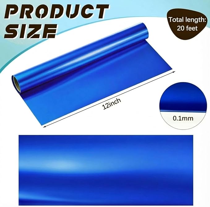 1 Roll Aluminum Metal Crafts DIY Foil 12 Inch x 20 ft 0.1 mm Thick for Art Project Aluminum Flashing Roll Wide Sheet Multipurpose Metal Sheets for DIY and Crafting Projects (Blue)