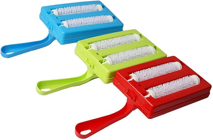 Carpet Sweeper Gadgets for Home, Twin Roller Type Multi-functional Hand-Held Brush Pet Hair Dust Scraps Paper Small Rubbish Cleaning with a Brush(Random)