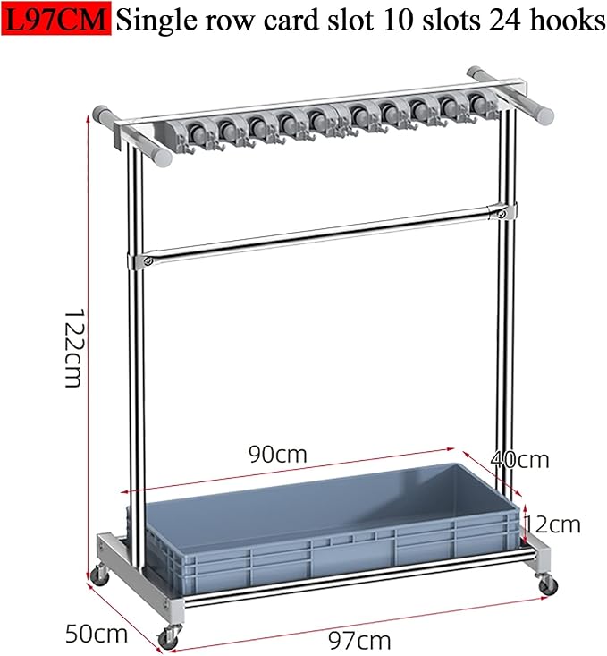 Movable Mop Broom Holder Put Wet Mops Floor Standing Cleaning Tool Rack Stainless Broom Holder Organizer Garden Tool Storage Umbrella Stand For Schools Factori,Gray,L127