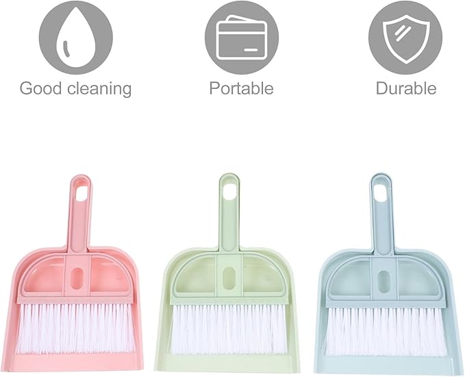 Mini Broom and Dustpan Set Compact Desktop Cleaning Tools with Ergonomic Handle for Household and Small Pet Cleanup