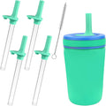 XANGNIER Replacement Straws and Bite Valve Compatible with Zak Designs Kelso 15 oz Tumbler Water Bottle,4 Pcs Silicone Straws with Cleaning Brush for Zak Designs Kelso 12 oz Cups,Dark Green