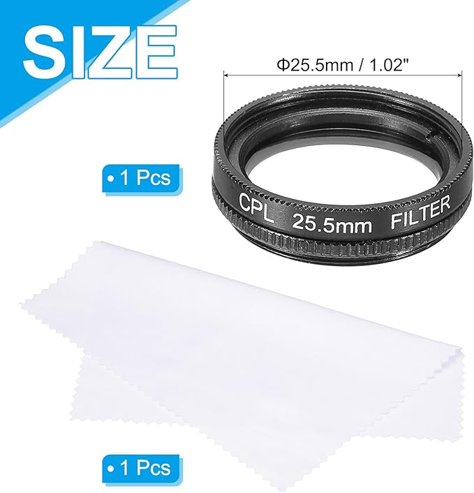 MECCANIXITY 25.5mm Circular Polarizer Filter, Double Sided Multi-Layer Coatings Polarizing Filter with Cleaning Cloth for Camera Lens